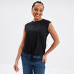 Débardeur noué sans manches coton noir femme
