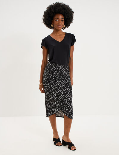 Jupe longue portefeuille noir femme