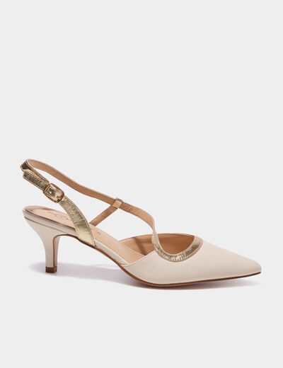 Escarpins &agrave; brides asym&eacute;triques ivoire femme