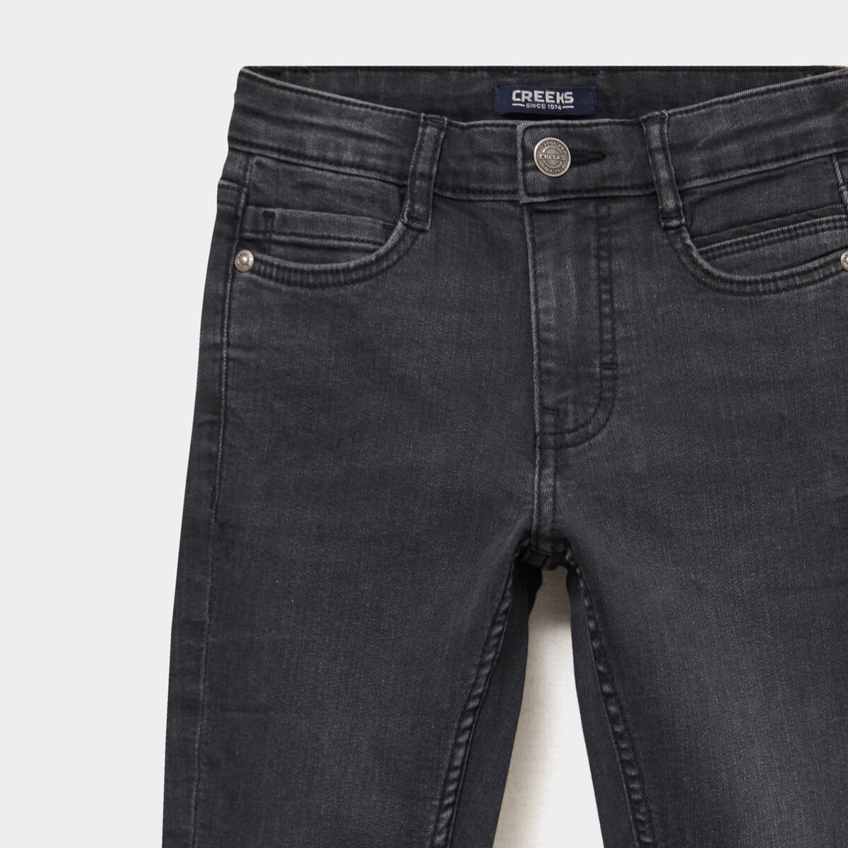 Jean skinny 5 poches taille ajustable denim noir gar&ccedil;on
