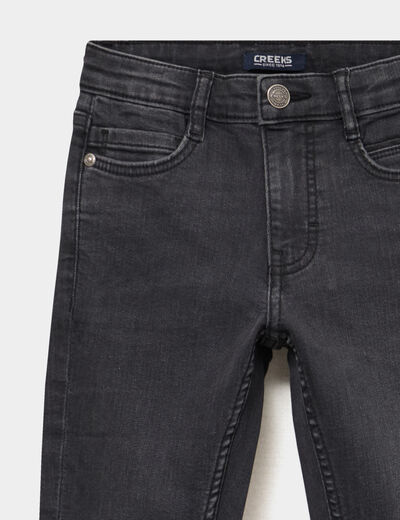 Jean skinny 5 poches taille ajustable denim noir gar&ccedil;on