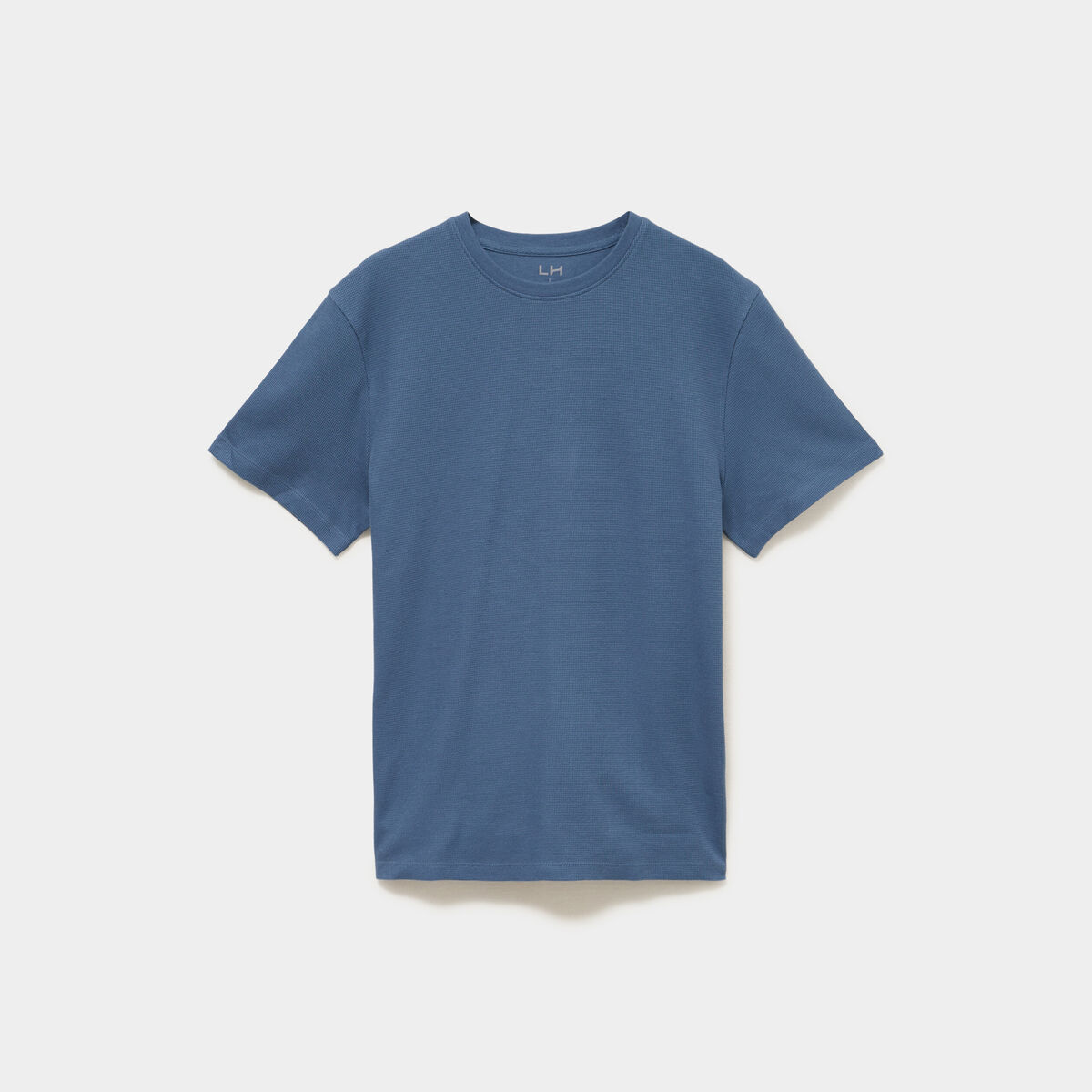 T-shirt textur&eacute; droit col rond coton bleu gris homme