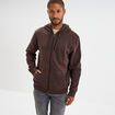 Sweat zippé molleton à capuche marron foncé homme