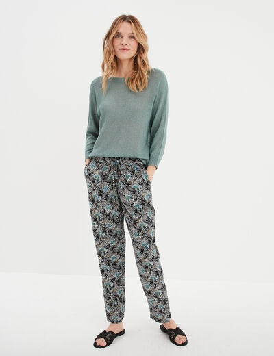 Pull manches longues bleu gris femme