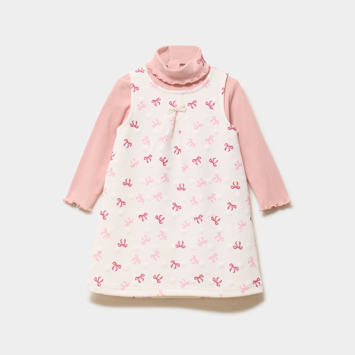Ensemble 2 pi&egrave;ces t-shirt et robe creme b&eacute;b&eacute; fille