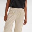 Pantalon plissé taille élastiquée jaune or femme