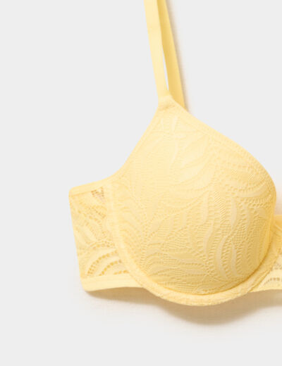 Lot 2 soutiens-gorge corbeille dentelle jaune clair femme