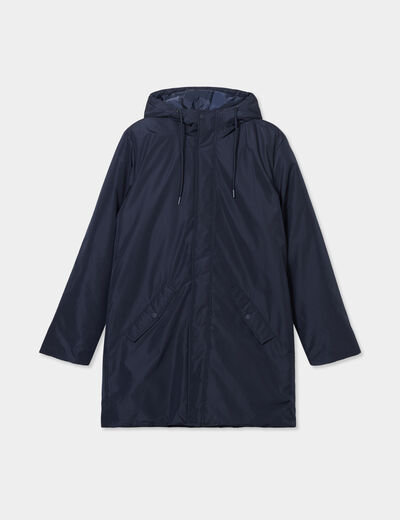 Parka déperlante doublée à capuche bleu foncé homme