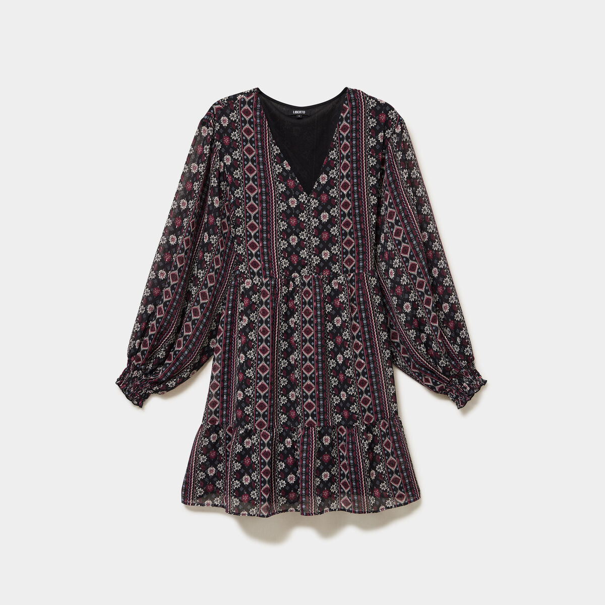Robe fluide manches longues noir femme