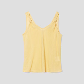 debardeur col en v bretelles nouees jaune clair femme Débardeur col en V bretelles nouées jaune clair femme