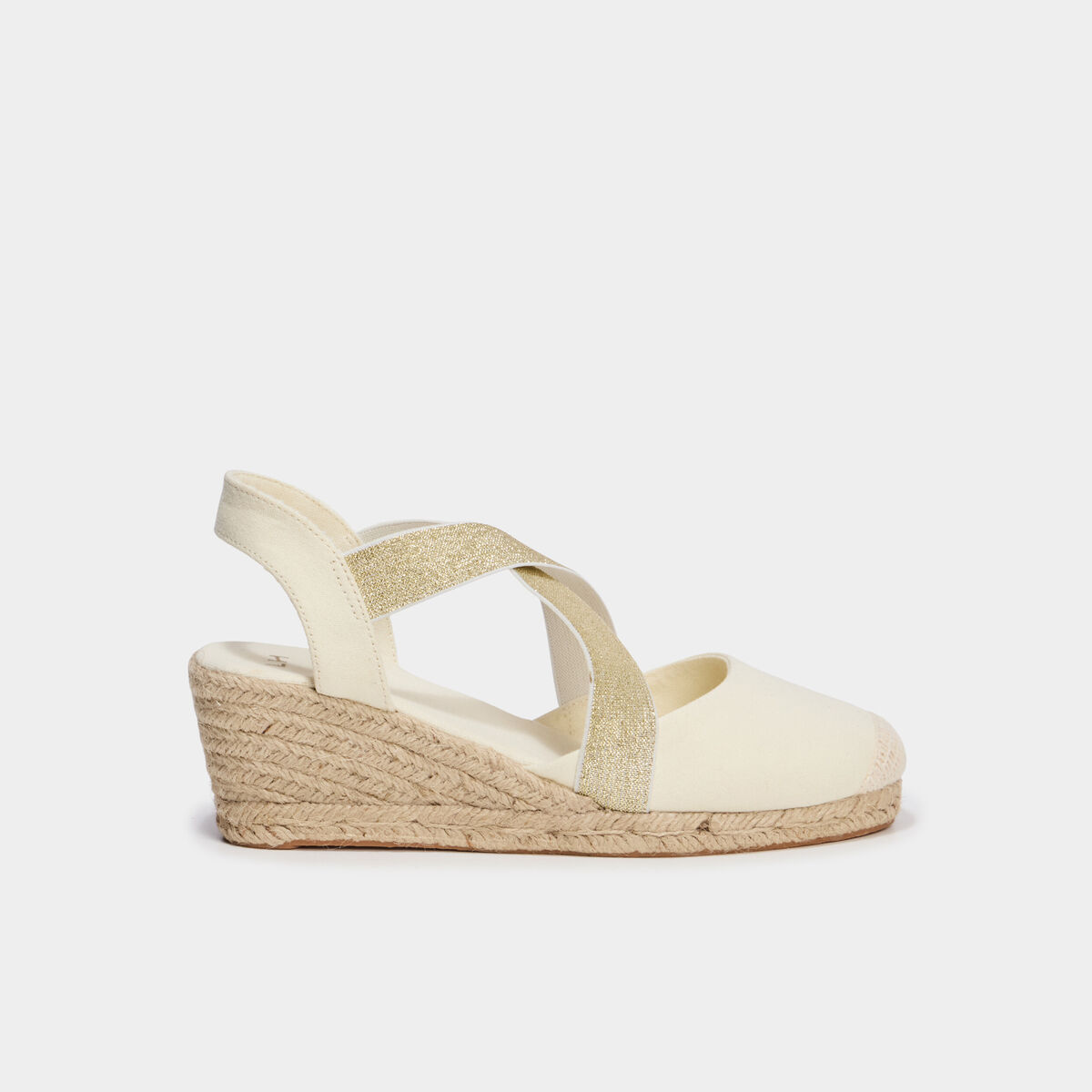 Sandales espadrilles compens&eacute;es en corde sable femme
