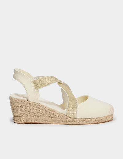 Sandales espadrilles compens&eacute;es en corde sable femme