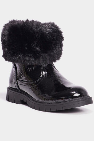 Bottines avec fausse fourrure noir fille