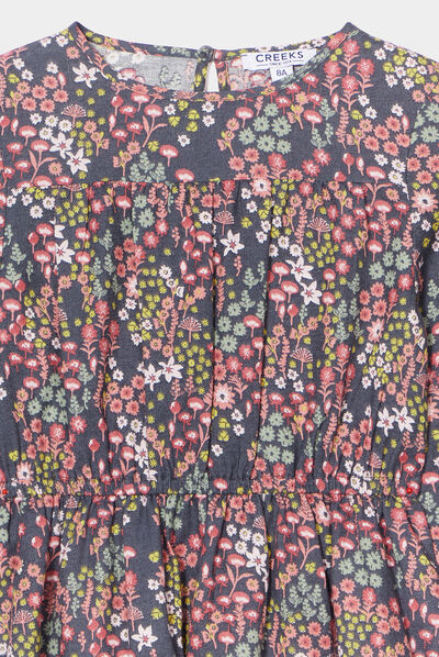 Robe trapèze coton Creeks gris foncé fille