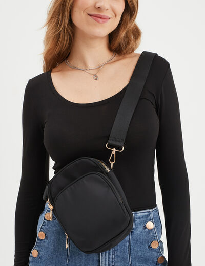 Sac à bandoulière arrondi noir femme