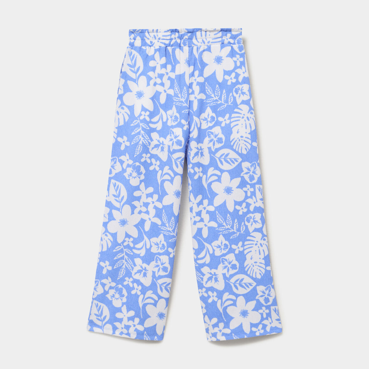 Pantalon taille &eacute;lastiqu&eacute;e effet froiss&eacute; bleu fille