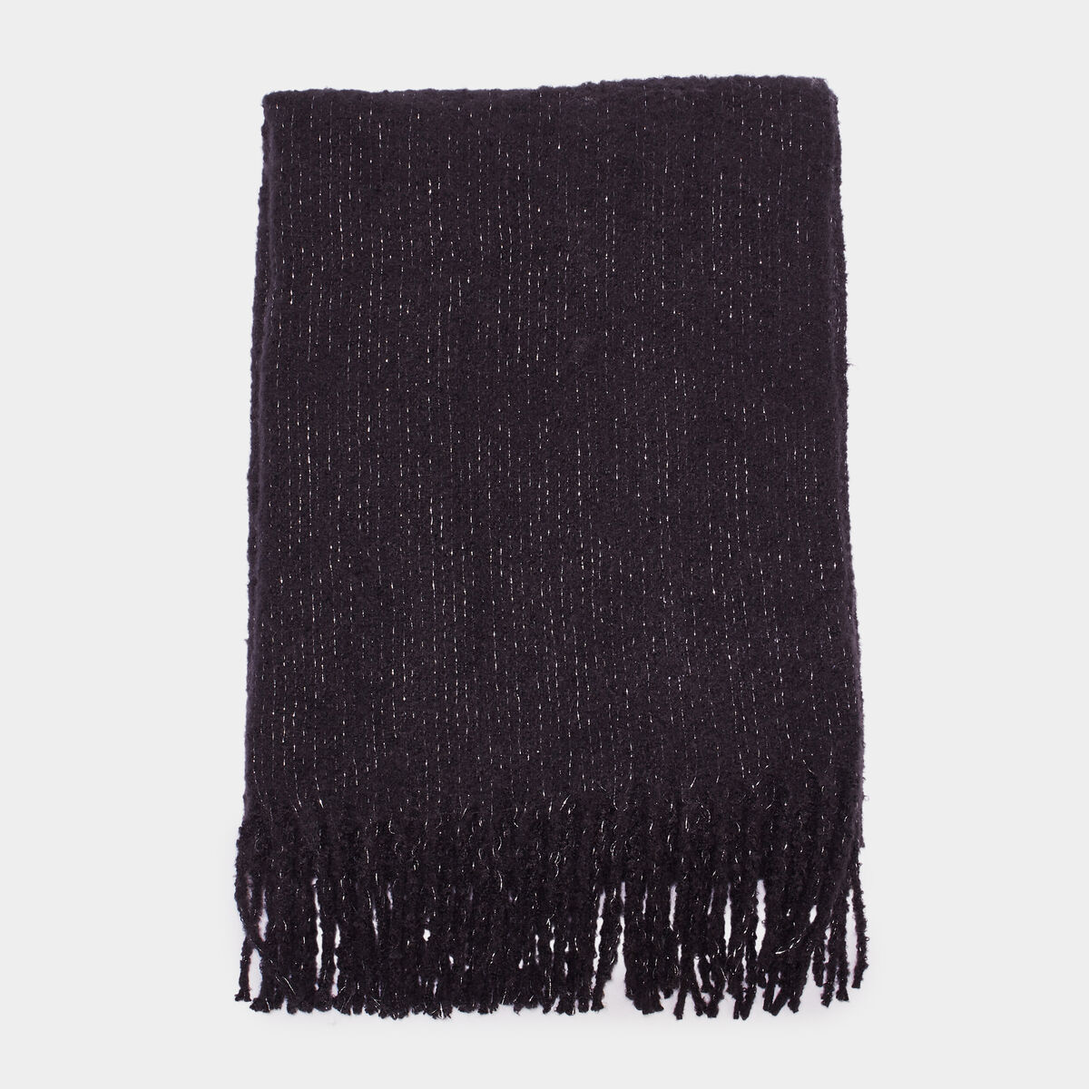 &Eacute;charpe &agrave; bords franges longues noir femme