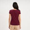 T-shirt coton col rond manches courtes bordeaux femme