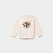 Sweat molletonn&eacute; &eacute;paule boutonn&eacute;e creme b&eacute;b&eacute; fille