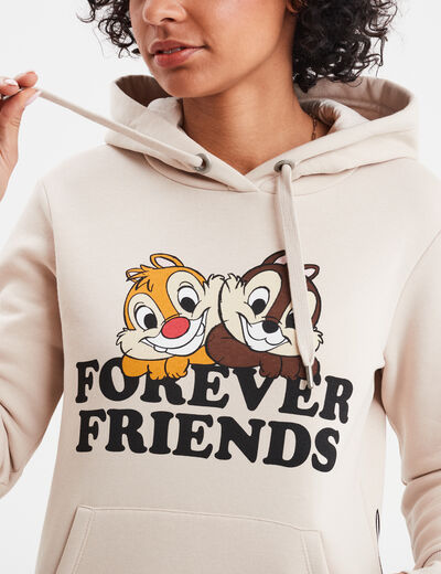 Sweat à capuche hoodie Tic et Tac sable femme