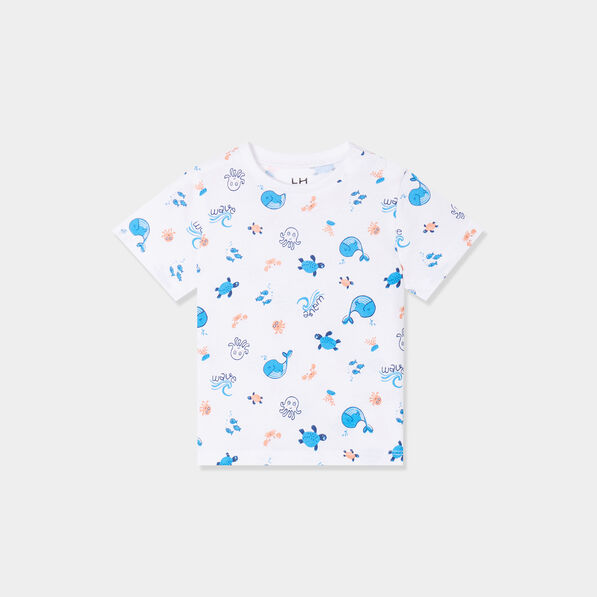 t shirt col rond manches courtes coton bleu marine bebeg T-shirt col rond manches courtes coton bleu marine bébé garçon
