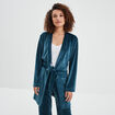 Peignoir velours ceinturé Miniato bleu canard femme