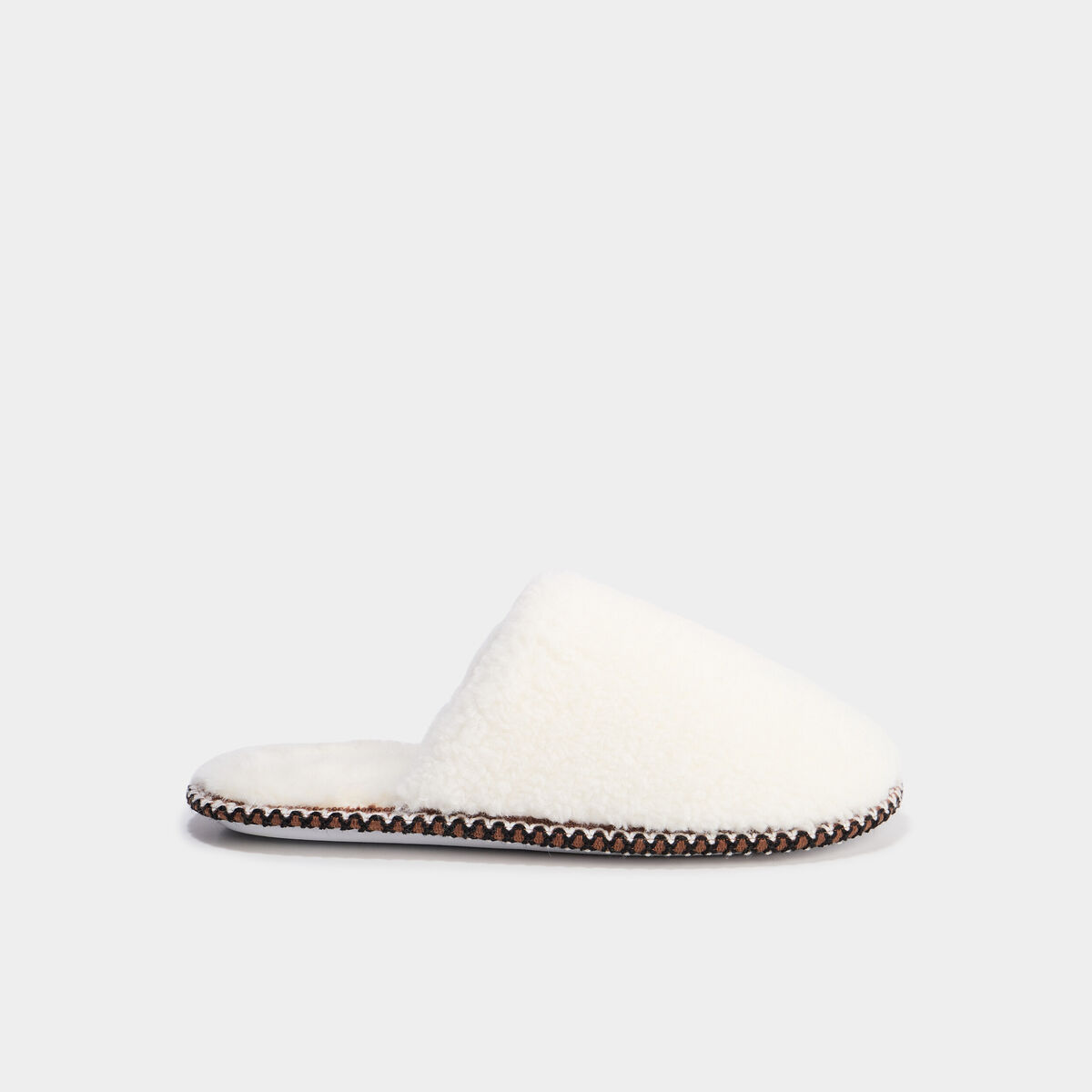 Chaussons mules effet polaire blanc femme