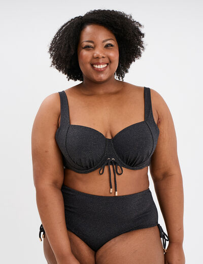 Haut de maillot de bain avec cordons noir femme grande taille