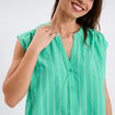 Blouse sans manches col tunisien coton vert menthe femme
