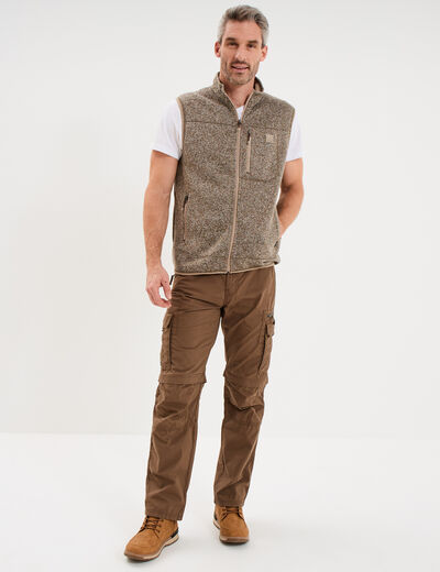 Gilet sans manches col montant marron homme