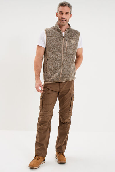 Gilet sans manches col montant marron homme