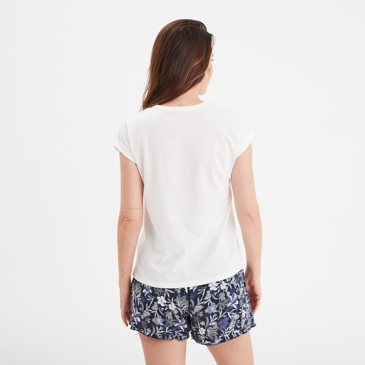 Ensemble pyjama short et t-shirt bleu marine femme