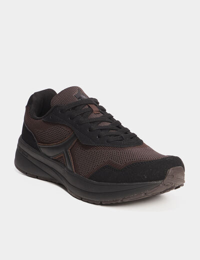 Baskets running de sport &agrave; lacets marron homme