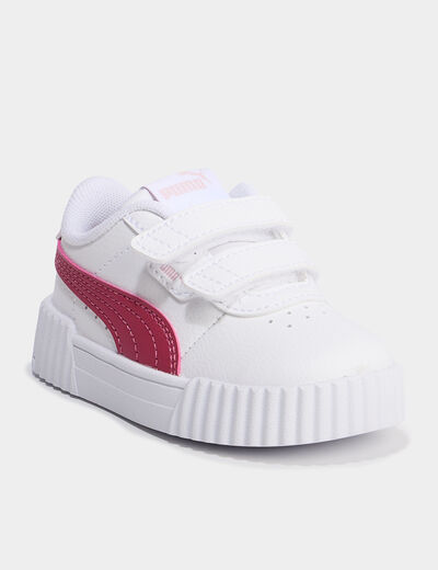 Tennis basses à scratchs Puma Carina blanc bébé fille
