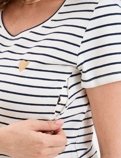 T-shirt allaitement manches courtes ecru femme maternité