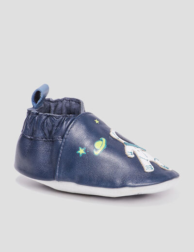Bottillons en cuir bleu marine bébé garçon