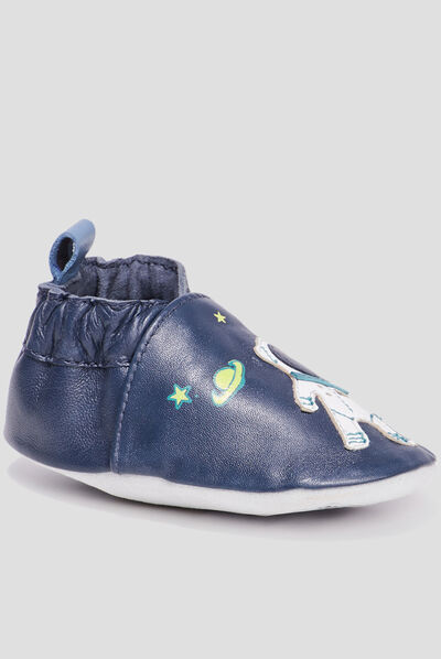 Bottillons en cuir bleu marine bébé garçon