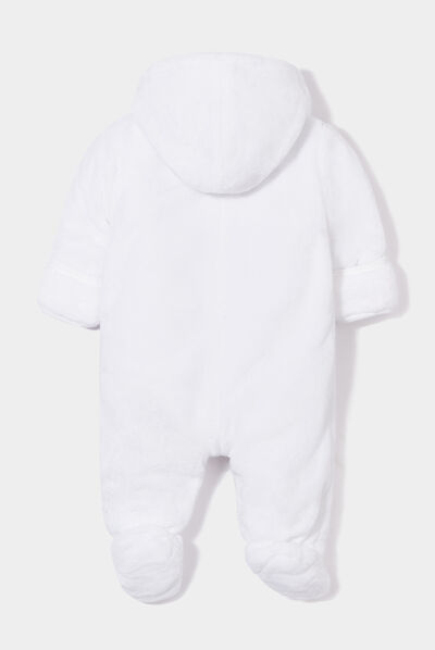 Combinaison à capuche zippée blanc bébé garçon