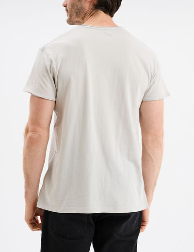 T-shirt manches courtes coton d&eacute;lav&eacute; gris clair homme