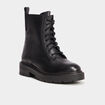Bottines &agrave; lacets en cuir noir femme