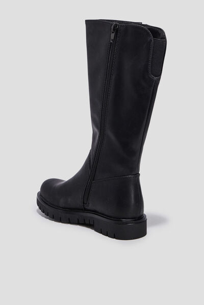 Bottes crantées zippées noir fille