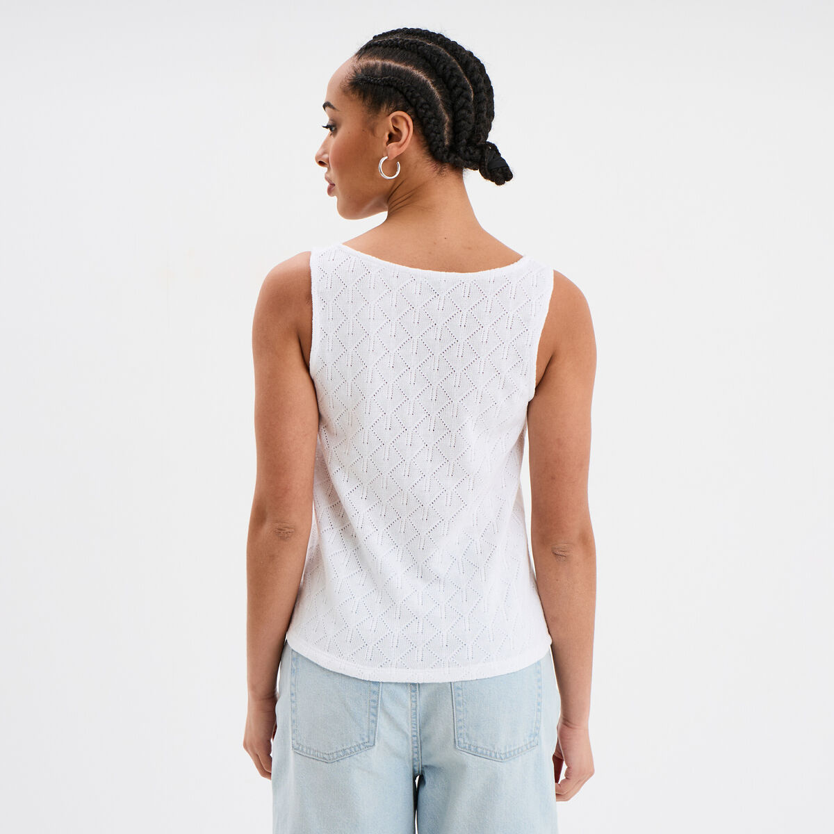 D&eacute;bardeur d&eacute;tails ajour&eacute;s blanc femme