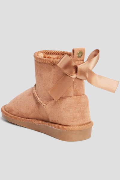 Bottines fourrées avec noeud camel fille
