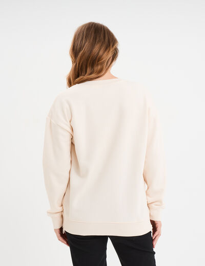 Sweat allaitement manches longues beige femme maternité