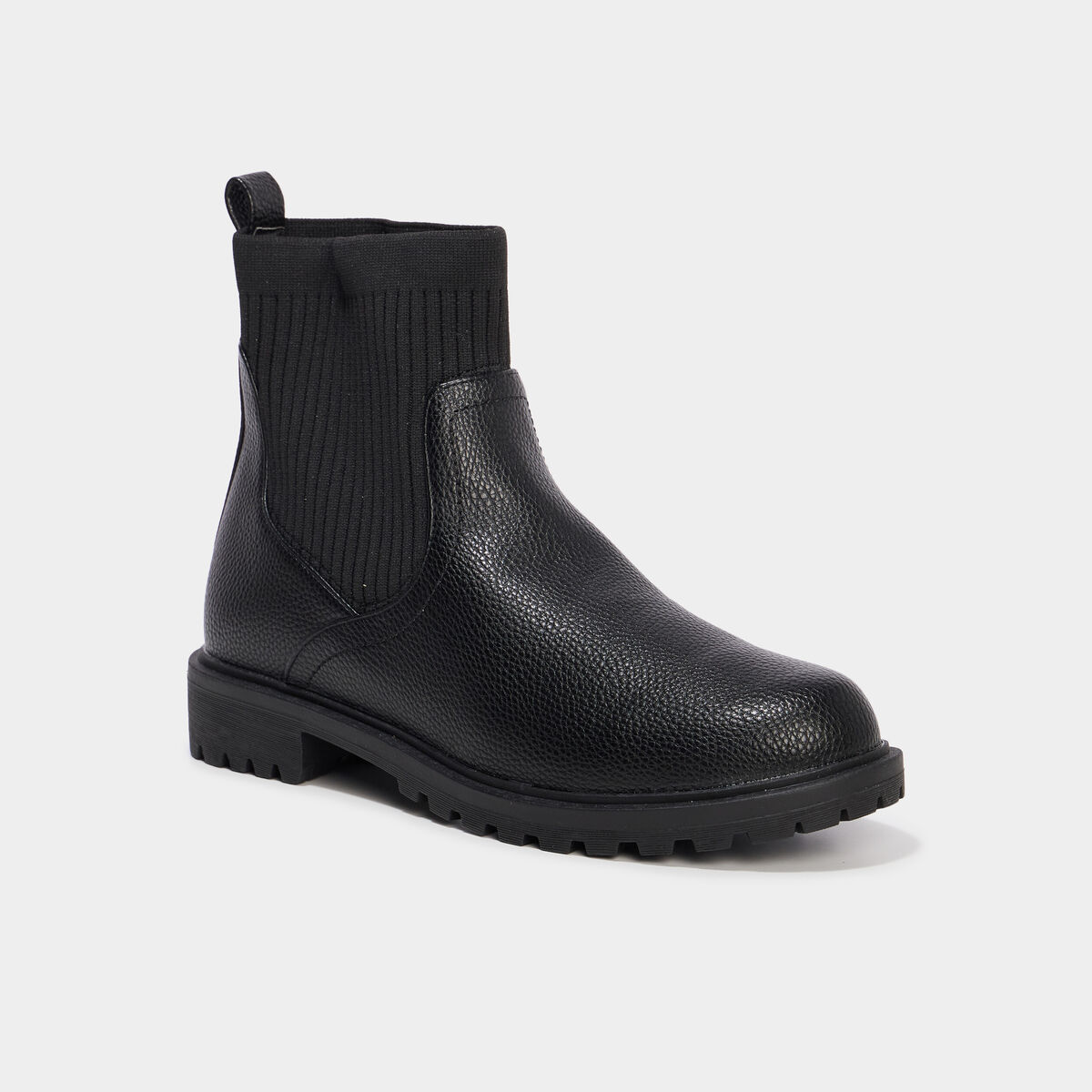 Boots chaussettes crant&eacute;es noir femme