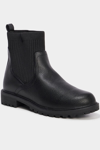 Boots chaussettes crant&eacute;es noir femme