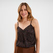 Caraco effet satin marron foncé femme