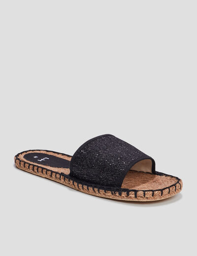 Mules détails cordes noir femme