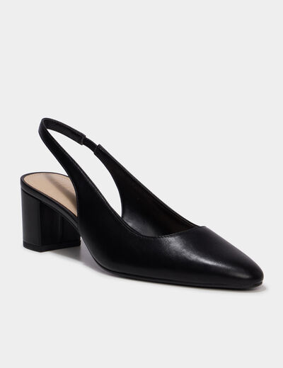Escarpin slingback talon bloc femme noir femme