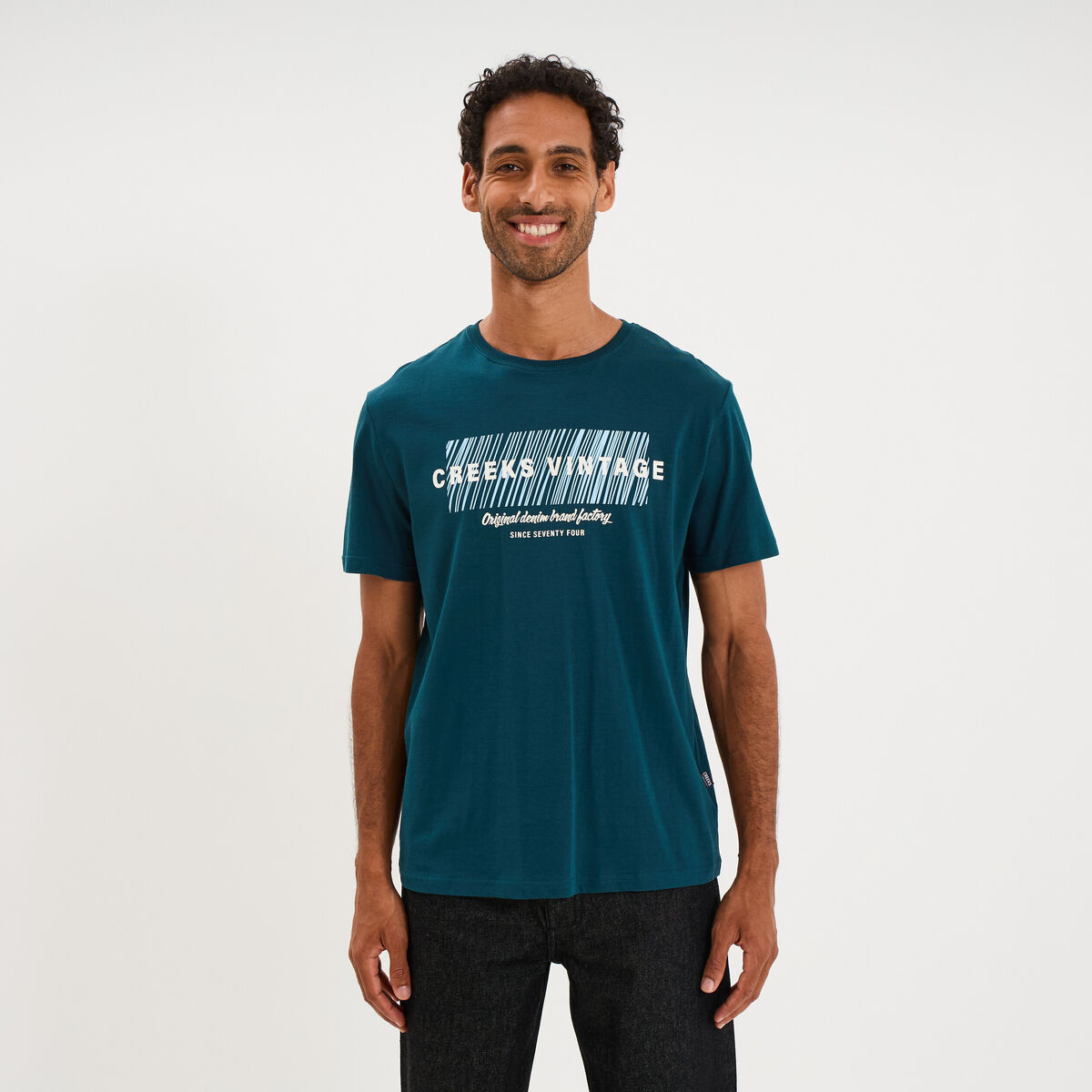 T-shirt manches courtes coton bleu canard homme